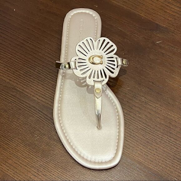 10 COACH JULIA SANDALS metallic gold or champagne Bnib - Picture 1 of 12
